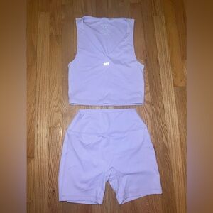 SET ACTIVE Sport Body Point Tank Bra and Bike Shorts set color Reign